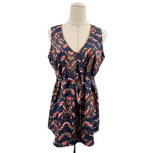 A Pea in the Pod Maternity V Neck Chevron Print Tie Waist Dress Blue Small‎